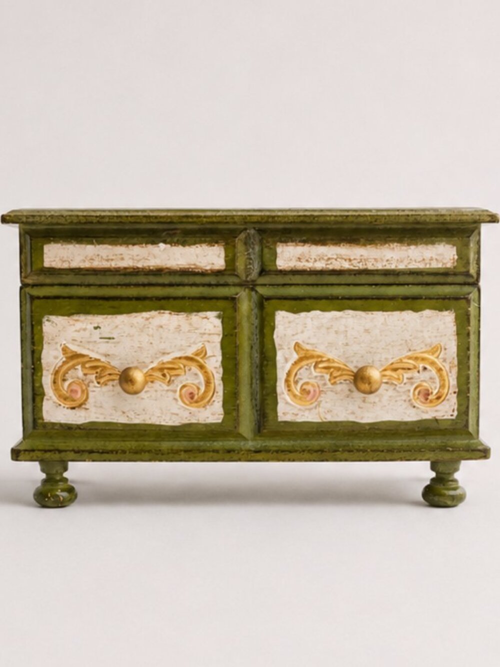 Jewelry Box Vintage Musical Prestige Japan Mirror Drawers Olive Green